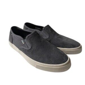 Toms Mens Gray Suede and Canvas Upper Slip On Boat Shoes Loafers Size 7